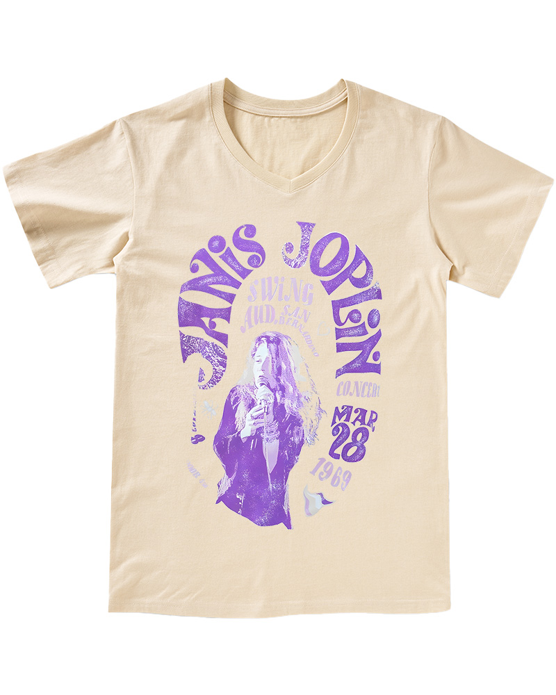 TheRetroTee JANIS JOPLIN - Swing Aud V-neck T-Shirt