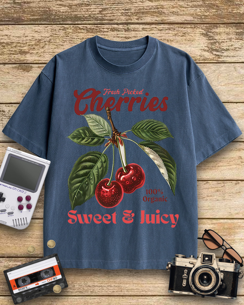TheRetroTee Vintage Cherry 1950s Cotton T-Shirt