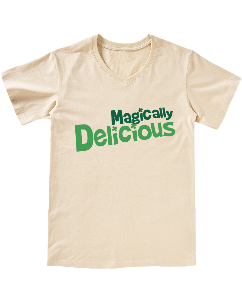 TheRetroTee Magically Delicious Juniors 1970s V-neck T-Shirt