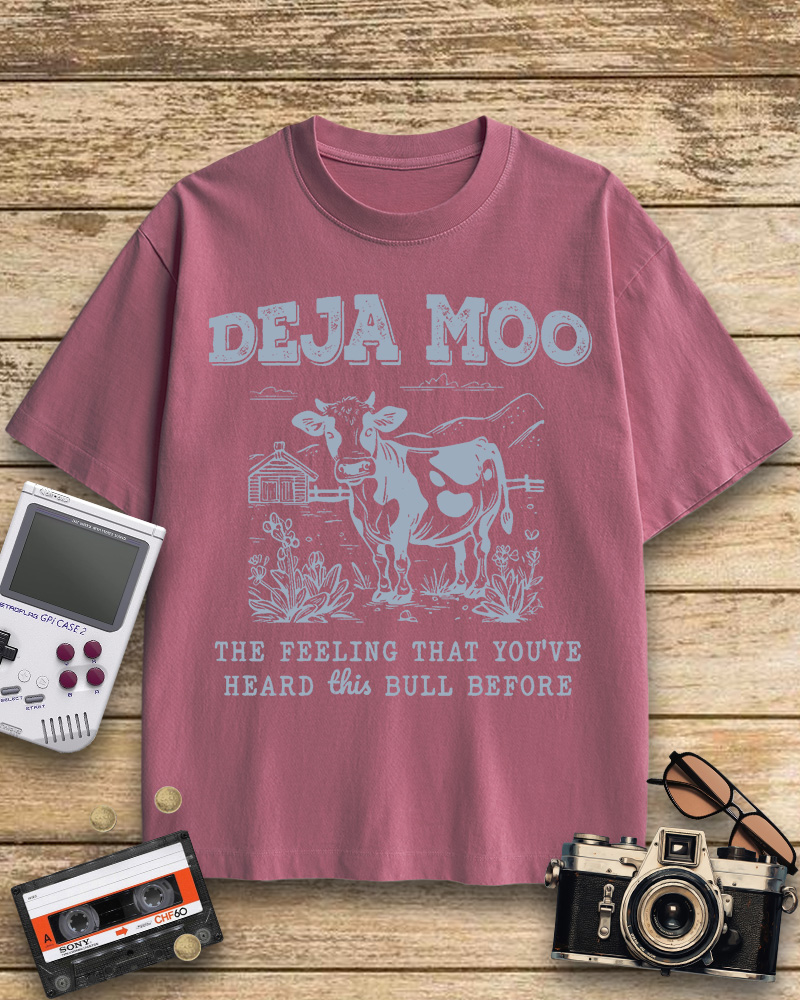 TheRetroTee Deja Moo 2000s Cotton T-Shirt