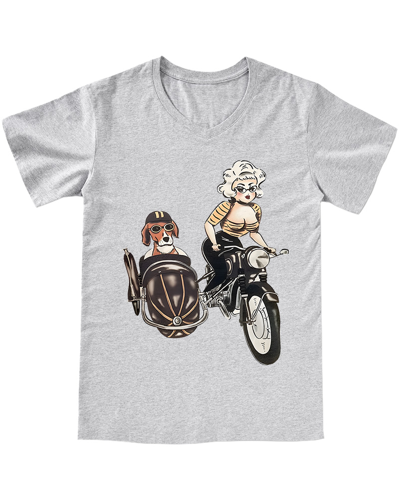 TheRetroTee On The Road Fitted 1950s V-neck T-Shirt