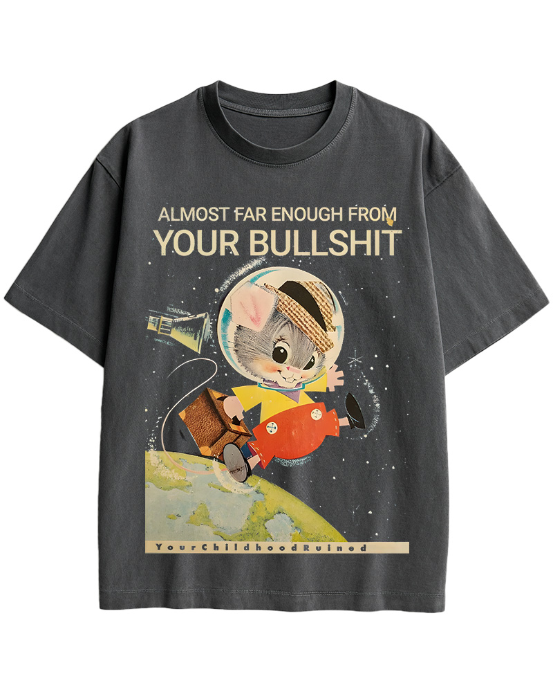 TheRetroTee Almost Far Enough from Your Bullshit Pin-Up Cotton T-Shirt