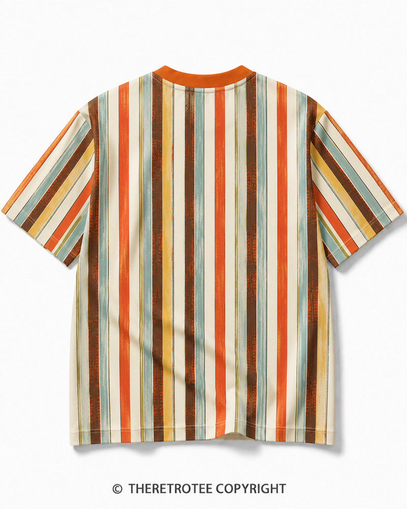 TheRetroTee Vintage Autumn Eco Oversized Striped Ringer T-Shirt