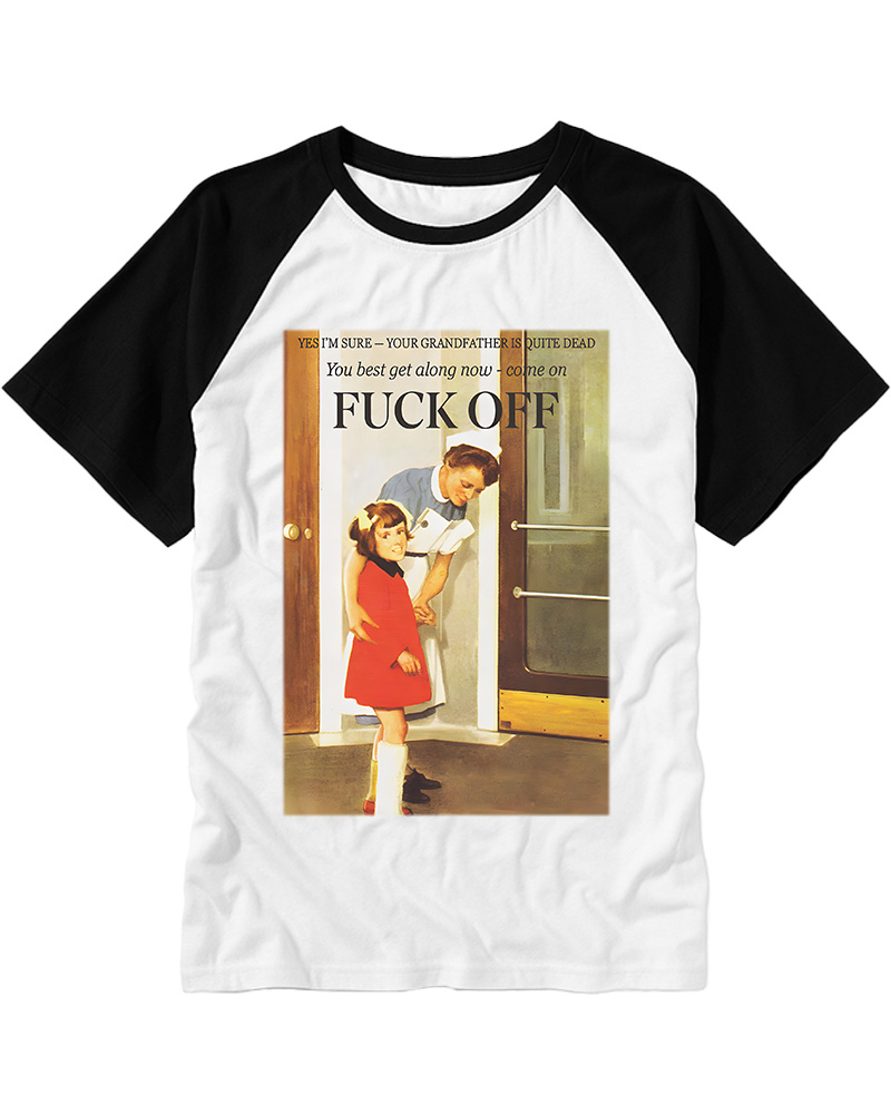 TheRetroTee Fuck Off Nostalgia 1950s Raglan Baseball T-Shirt