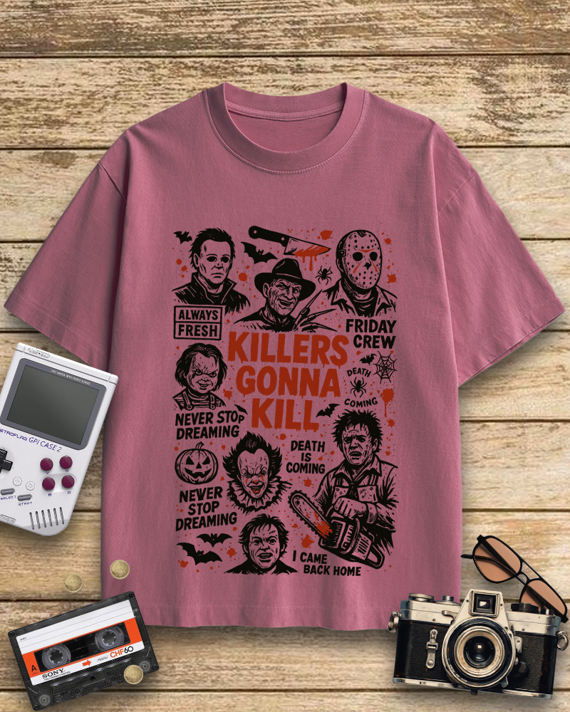 TheRetroTee Killers Gonna Kill 1980s Halloween Cotton T-Shirt