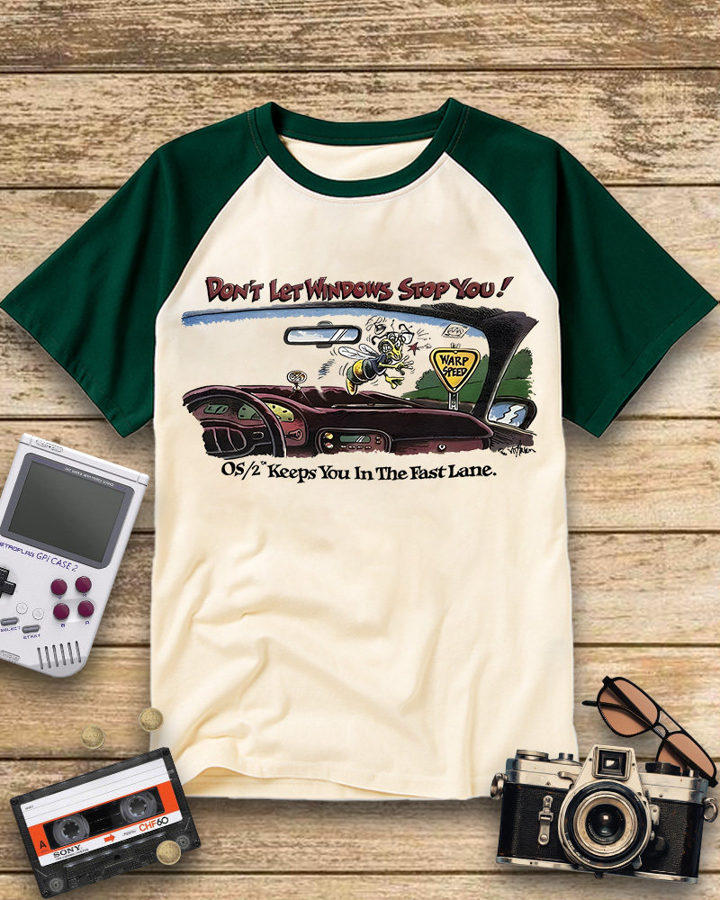 TheRetroTee Vintage OS2 Computer 1990s Raglan Baseball T-Shirt
