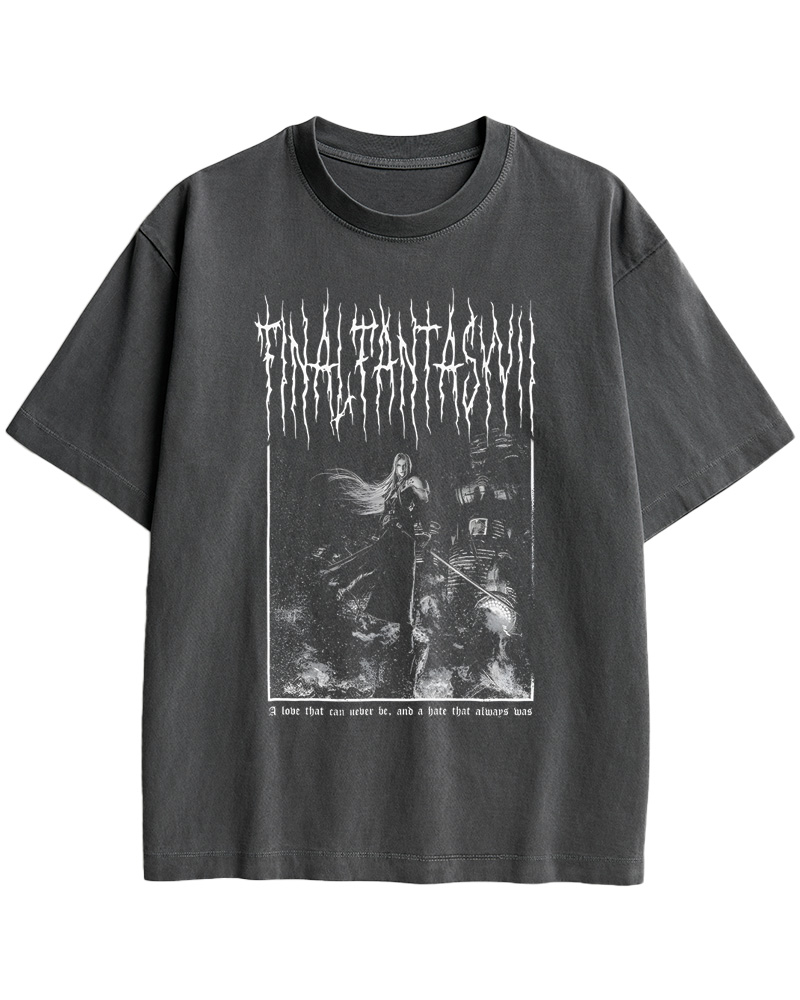 TheRetroTee Final Fantasy VII Black Metal 1990s Cotton T-Shirt