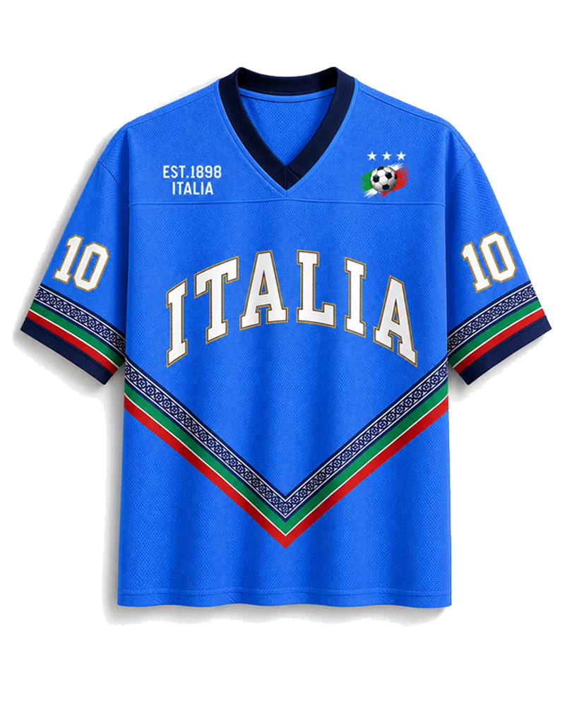 TheRetroTee Vintage Italy Heritage Blue Football Mesh Jersey