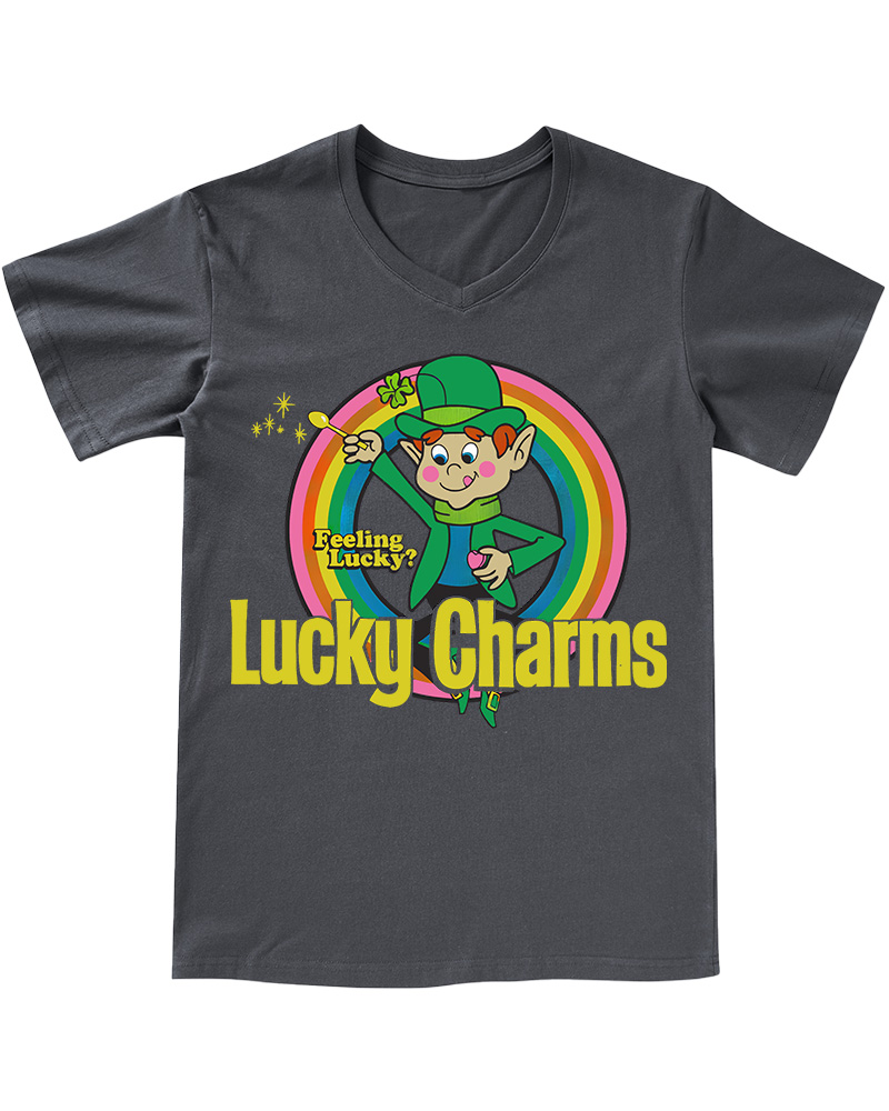TheRetroTee Lucky Charms Leprechaun 1990s V-neck T-Shirt