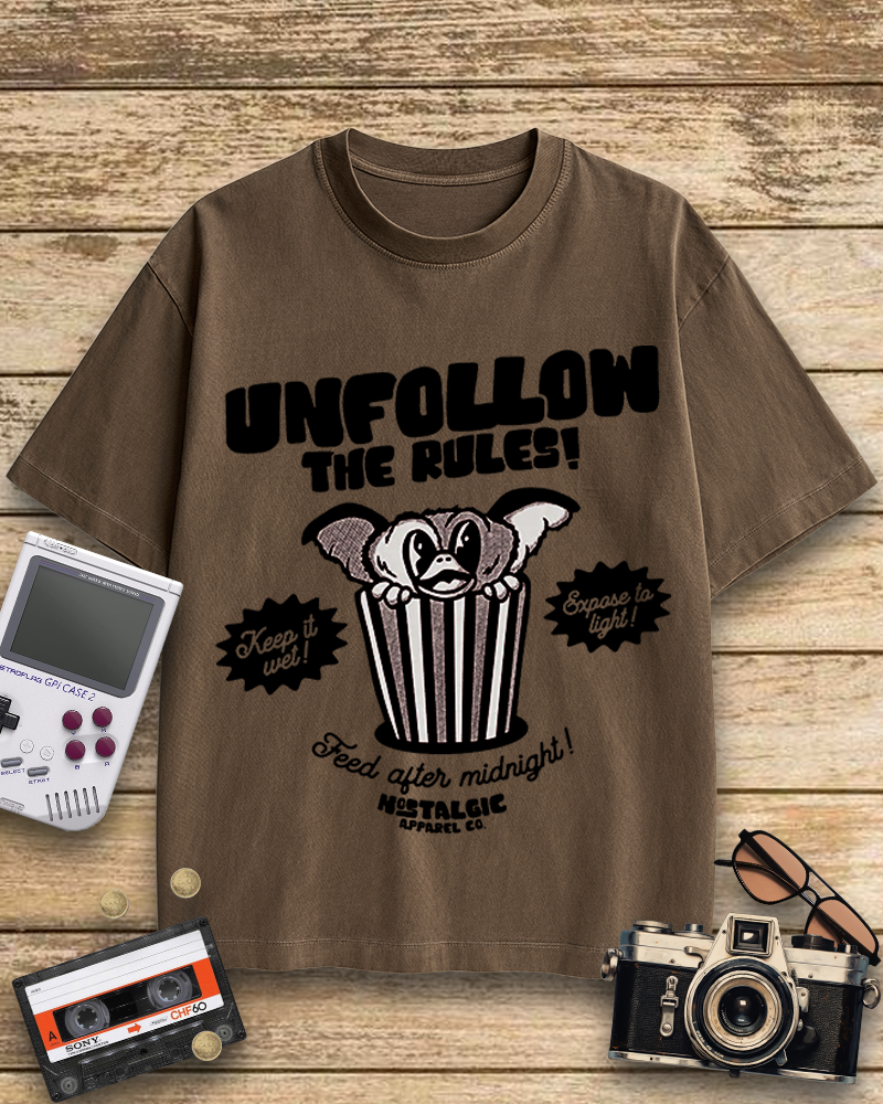 TheRetroTee Unfollow the Rules 1980s Cotton T-Shirt