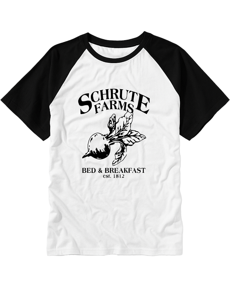 TheRetroTee Beetwood Acres Family Farm Raglan Baseball T-Shirt