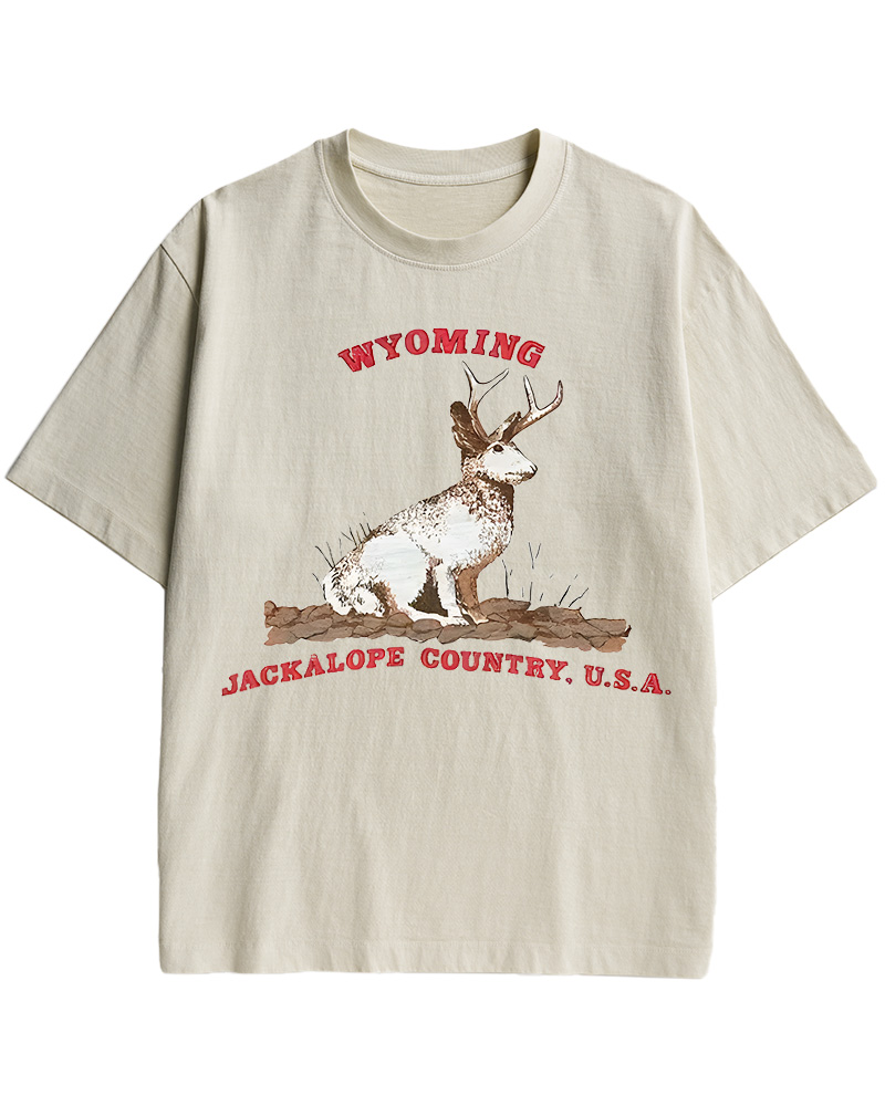 TheRetroTee 60's Vintage Wyoming Jackalope Country Cotton T-Shirt