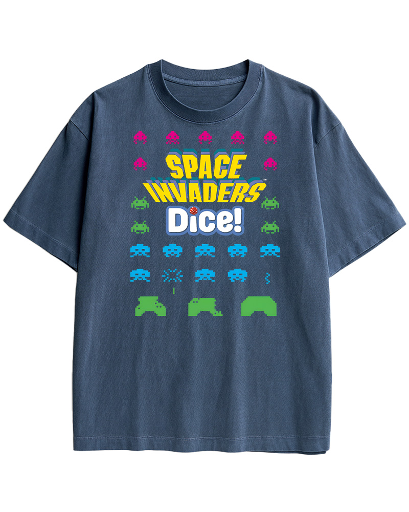 TheRetroTee Space Invaders Dice 1980s Cotton T-Shirt