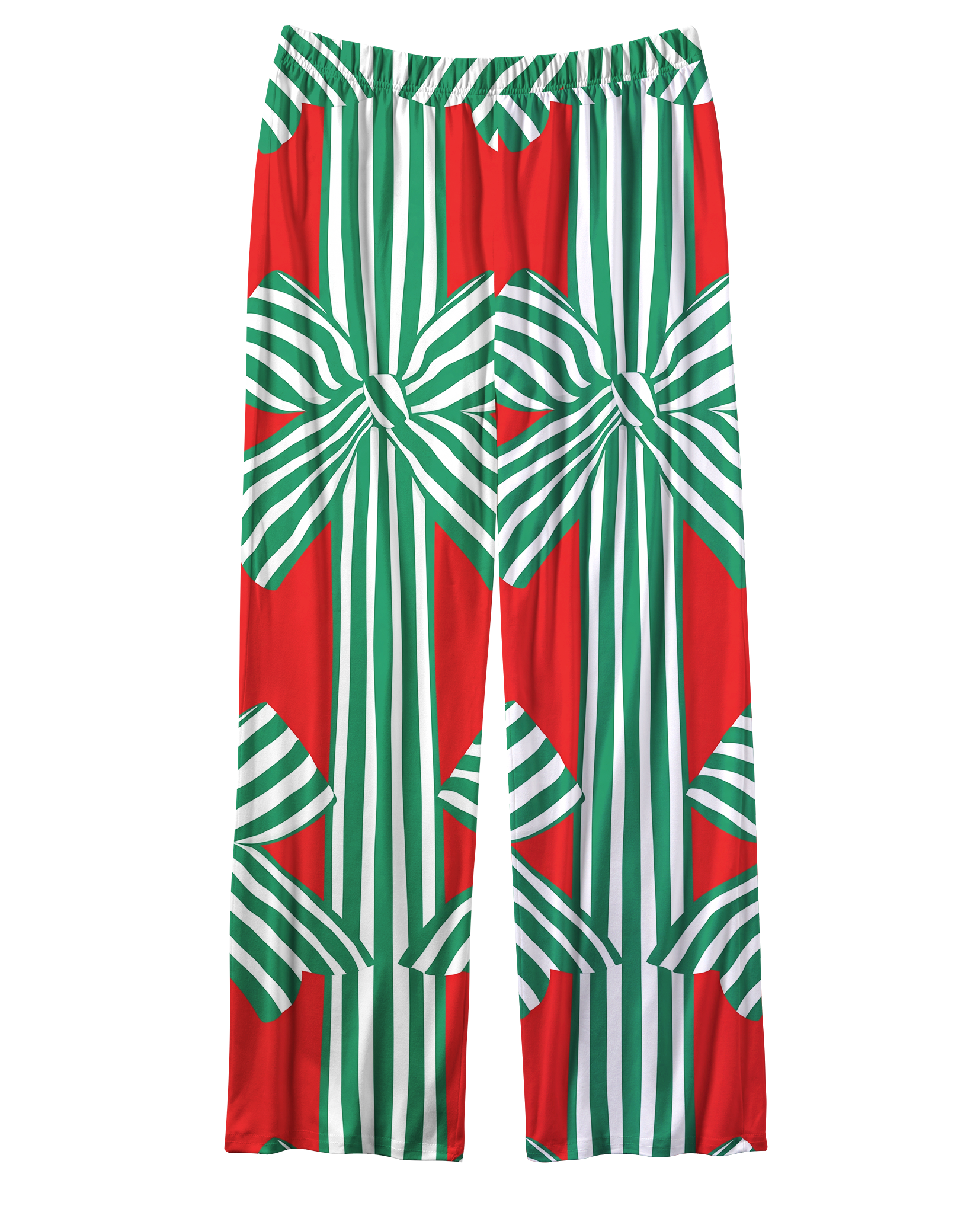 TheRetroTee Xmas Bow Gift Stripe Vintage Pajama Set