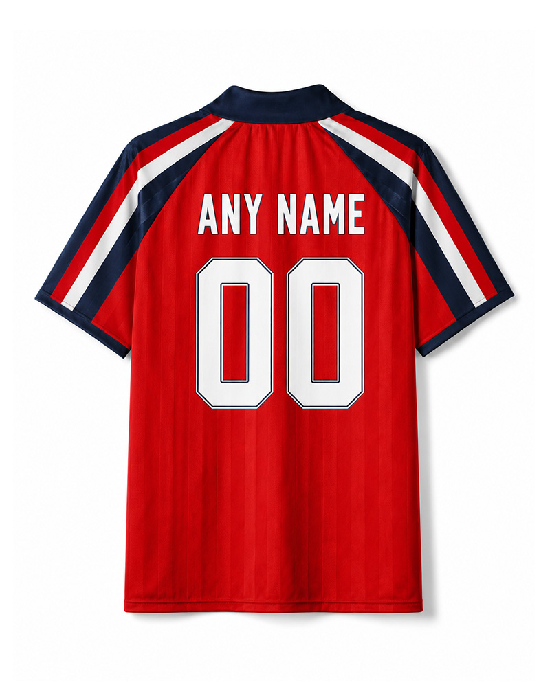 TheRetroTee Norway Retro Stripe Classic Collar Soccer Jersey