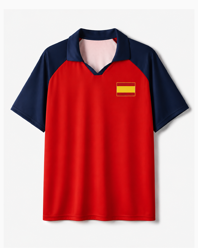 TheRetroTee Spain Classic Spirit Collar Soccer Jersey