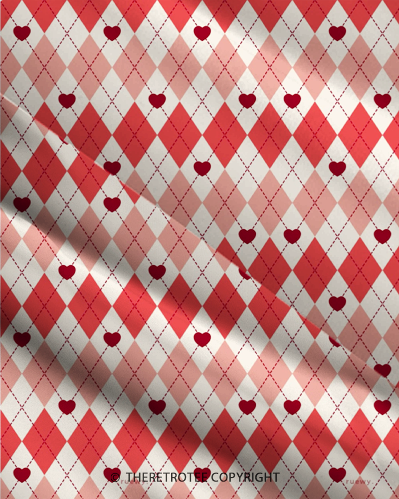 TheRetroTee 1950s Vintage Argyle Heart Valentine Print Strappy Maxi Dress