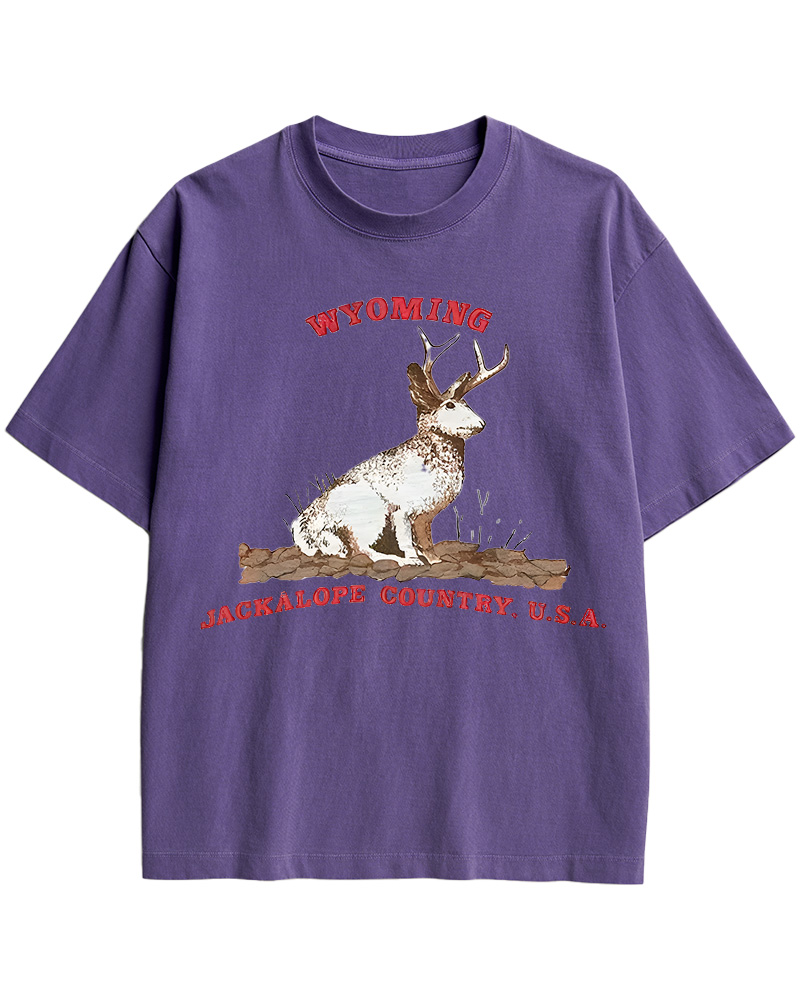 TheRetroTee 60's Vintage Wyoming Jackalope Country Cotton T-Shirt