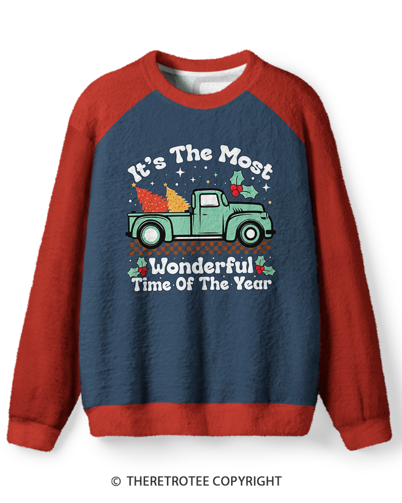 TheRetroTee Vintage Most Wonderful Time of the Year Christmas Truck Sweater