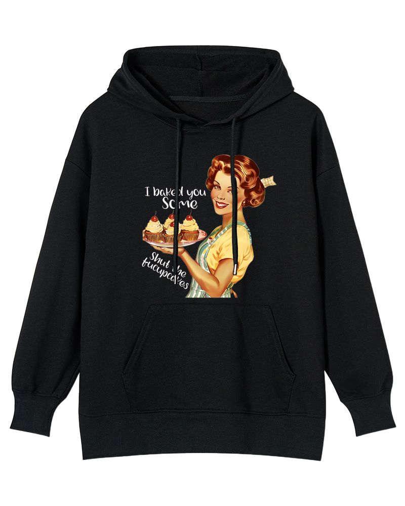 TheRetroHoodie Sarcastic Housewife Baking Meme 1950s Pin-up Hoodie