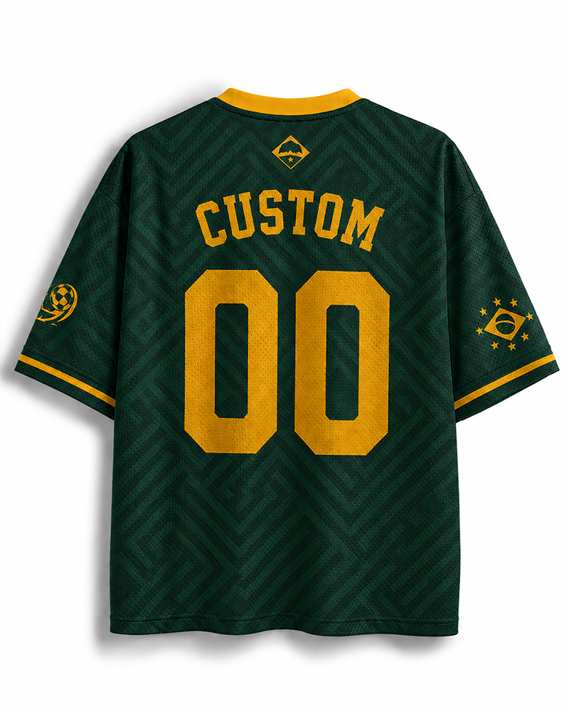 TheRetroTee Vintage Brazil Football Heritage Mesh Jersey