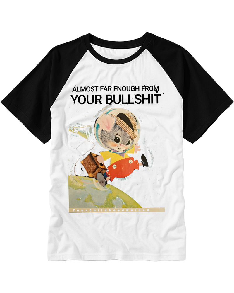 TheRetroTee Almost Far Enough from Your Bullshit 1960s Raglan Baseball T-Shirt