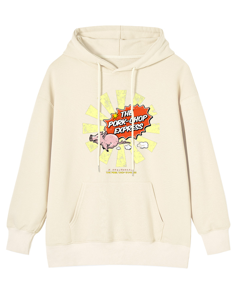 TheRetroTee Pork Chop Express 1980s Cotton Hoodie