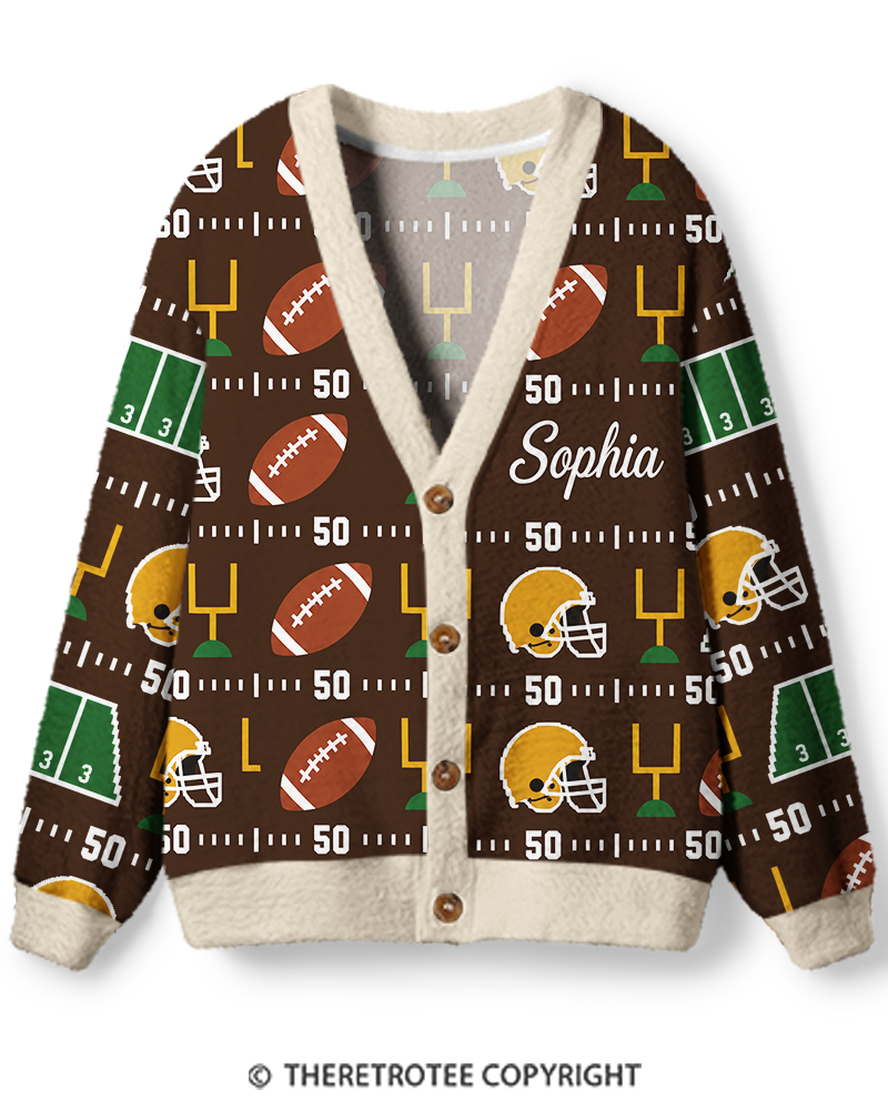 TheRetroTee Vintage Custom Football Heritage Unisex Cardigan Sweater