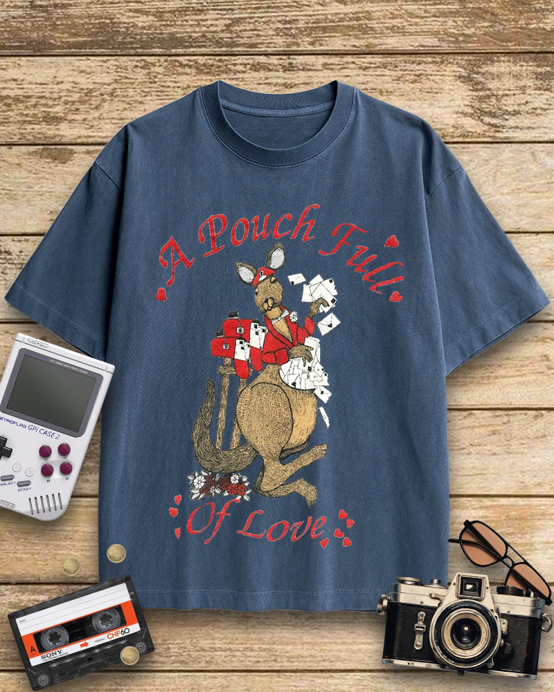 TheRetroTee 1980s Kangaroo Love Letters Cotton T-Shirt