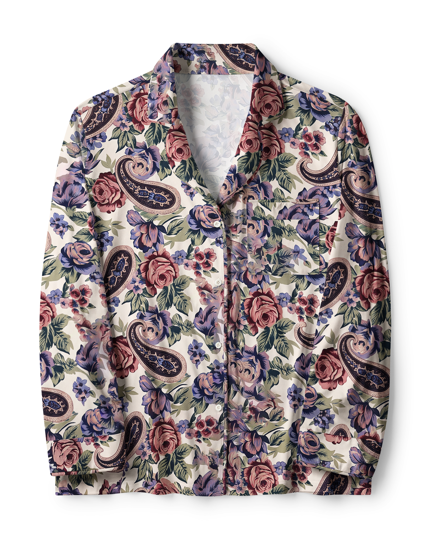 TheRetroTee Rose Paisley Floral Vintage Pajama Set
