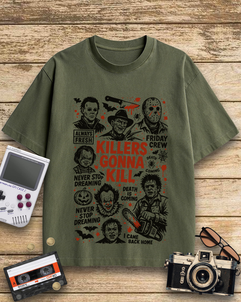 TheRetroTee Killers Gonna Kill 1980s Halloween Cotton T-Shirt