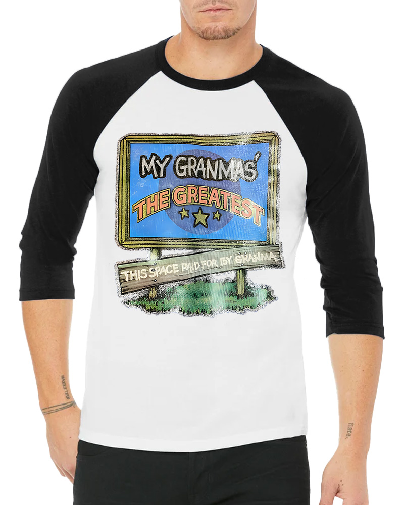 TheRetroTee 70s-80s Funny Greatest Grandma Long Sleeve Raglan T-Shirt