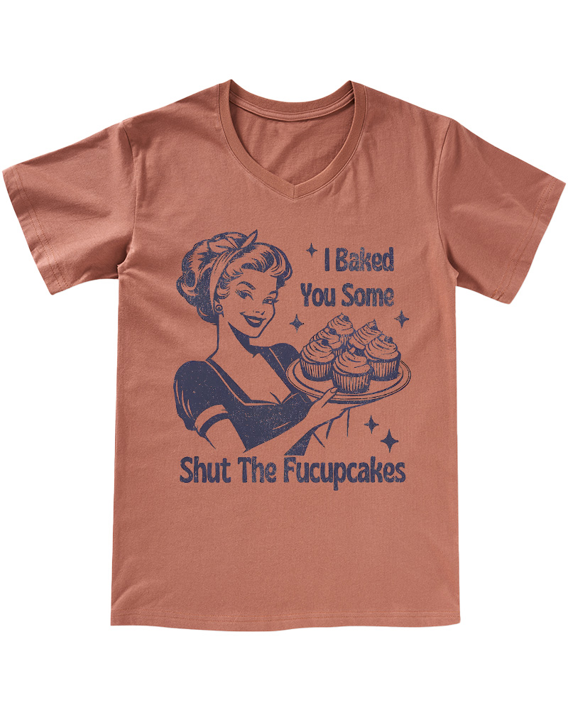 TheRetroTee 50s Shut The Fucupcakes V-neck T-Shirt