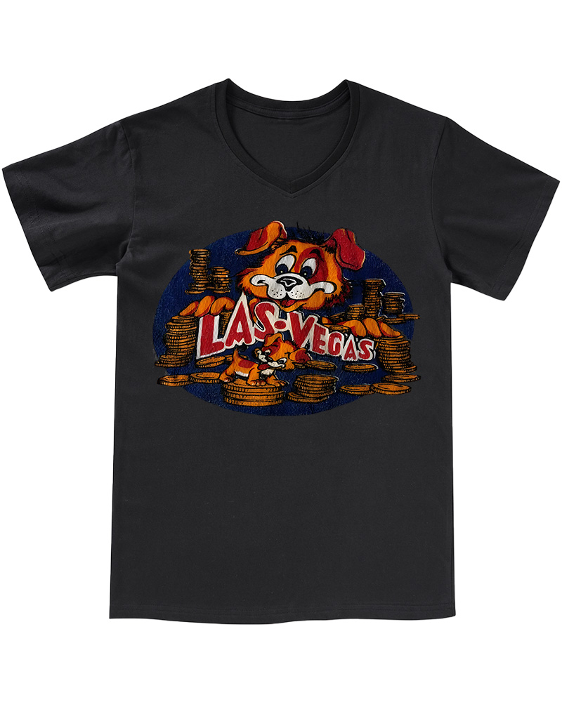 TheRetroTee Vintage 60s Las Vegas Dog V-neck T-Shirt