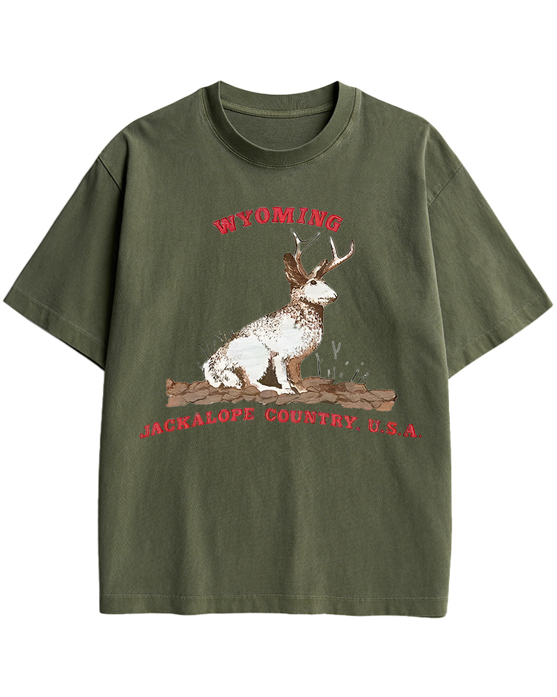 TheRetroTee 60's Vintage Wyoming Jackalope Country Cotton T-Shirt