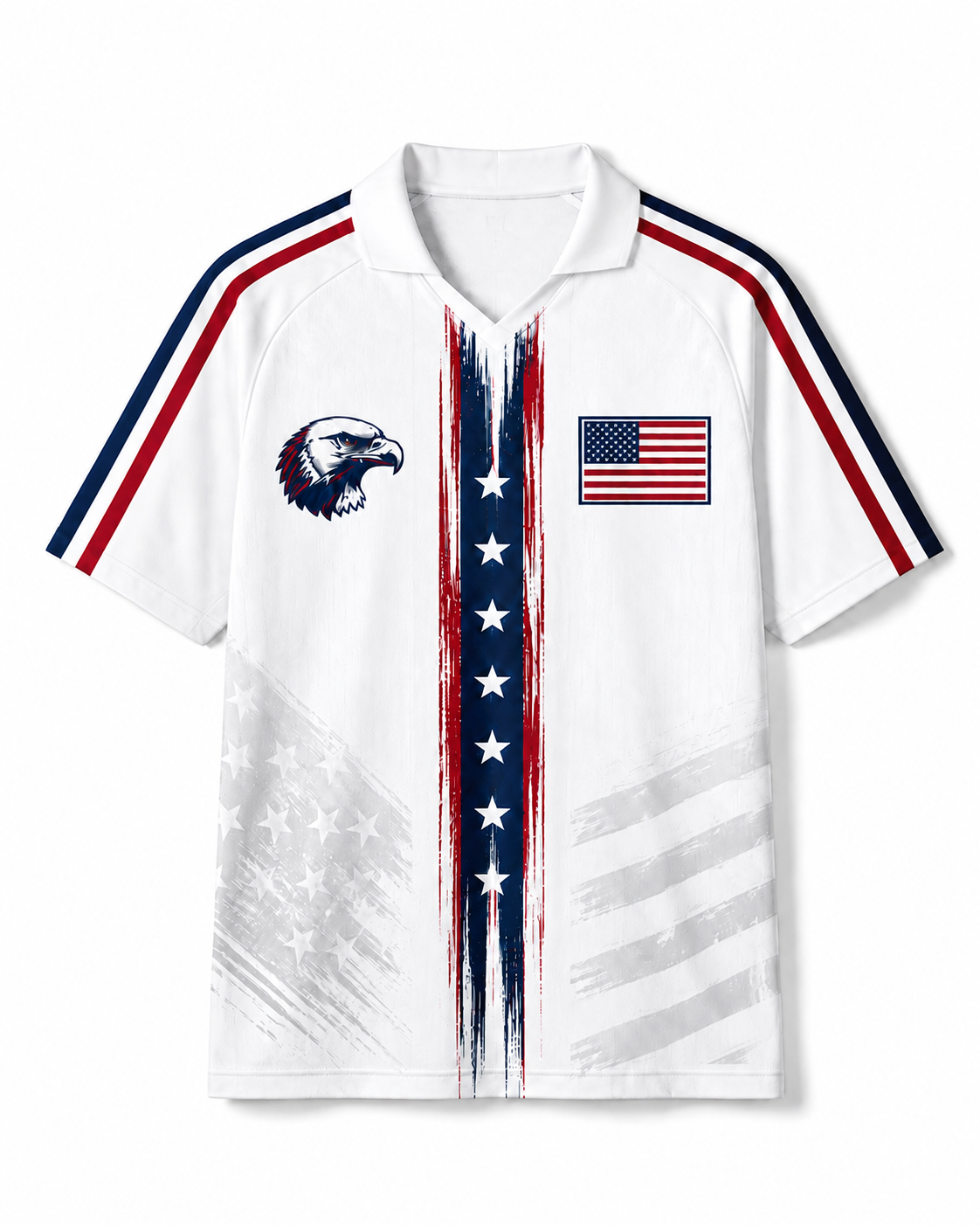 TheRetroTee United States Liberty Stripe Surge Collar Soccer Jersey