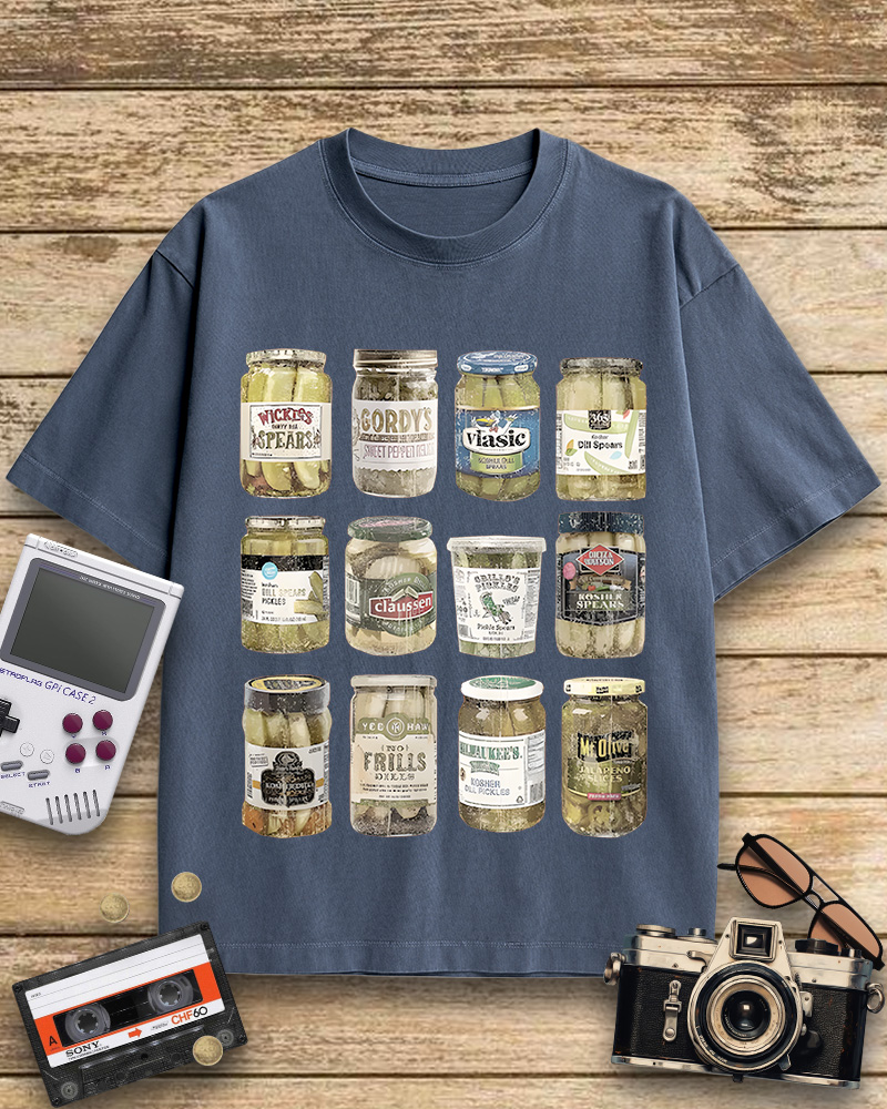 TheRetroTee Vintage Canned Pickles 1990s Cotton T-Shirt