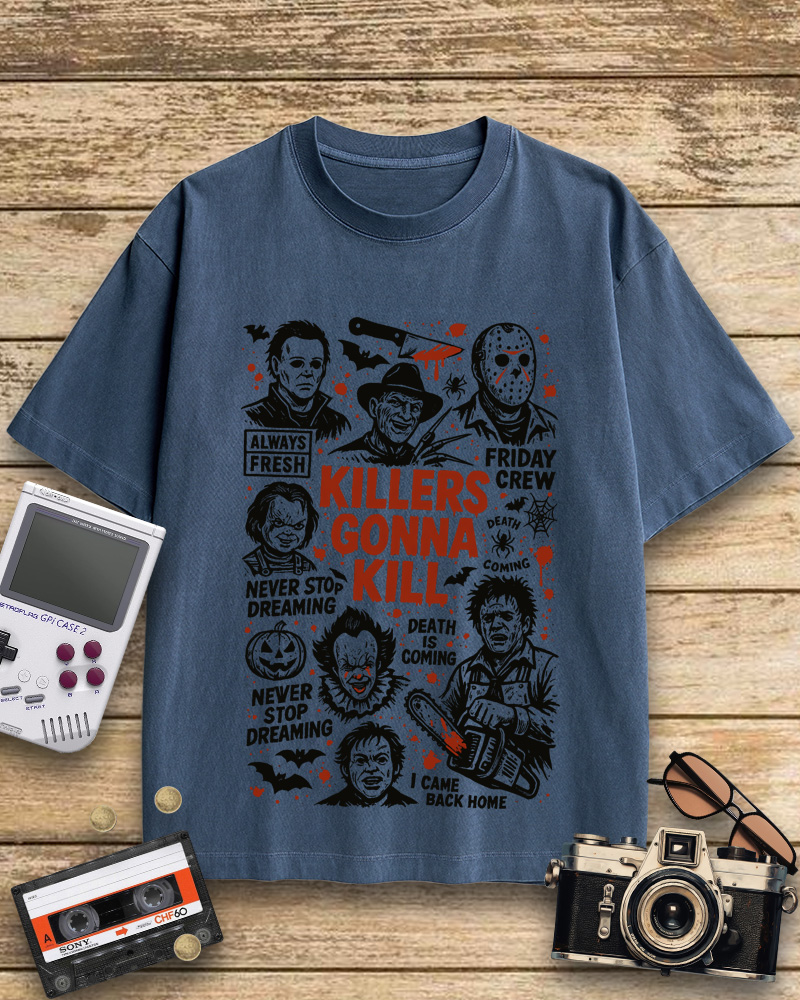 TheRetroTee Killers Gonna Kill 1980s Halloween Cotton T-Shirt