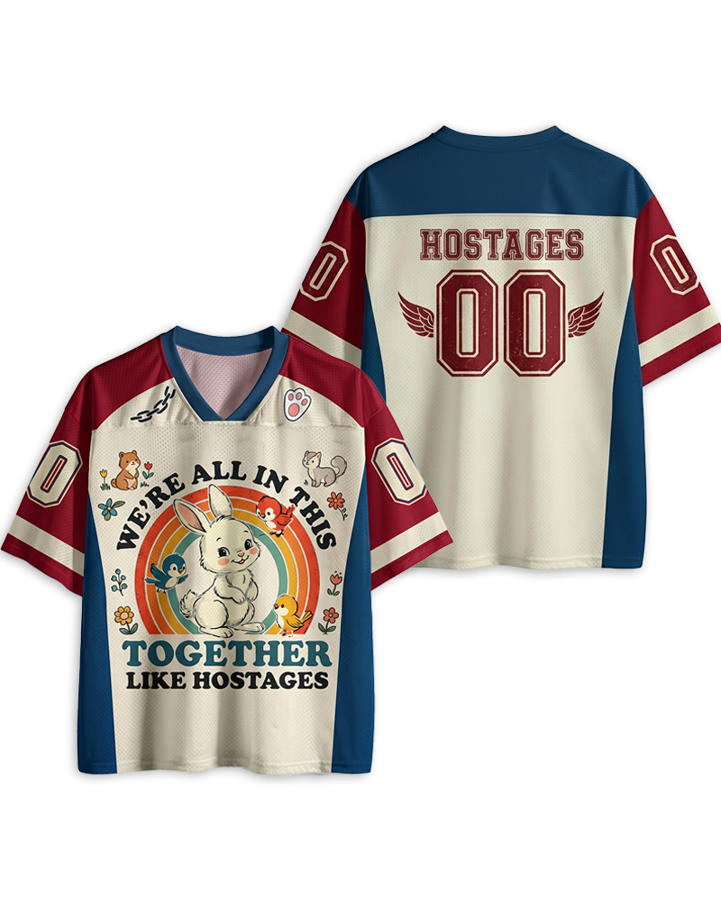 TheRetroTee We're All In This Together Like Hostages Mesh Jersey