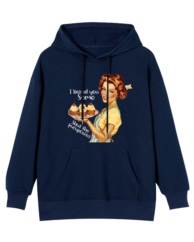 TheRetroHoodie Sarcastic Housewife Baking Meme 1950s Pin-up Hoodie