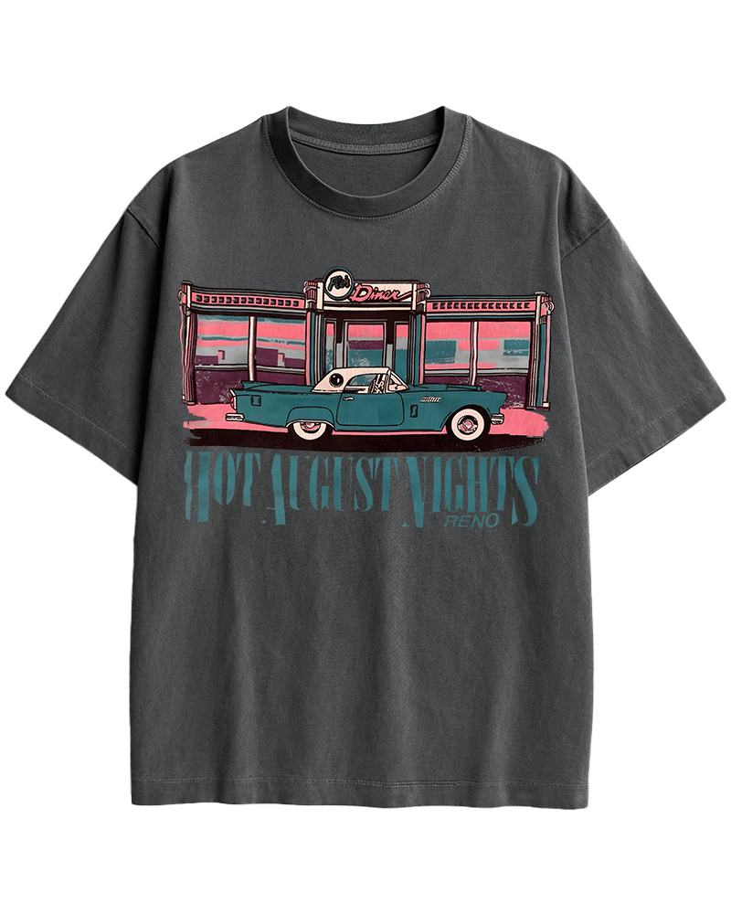 TheRetroTee Hot August Nights Reno Diner Vintage Cotton T-Shirt