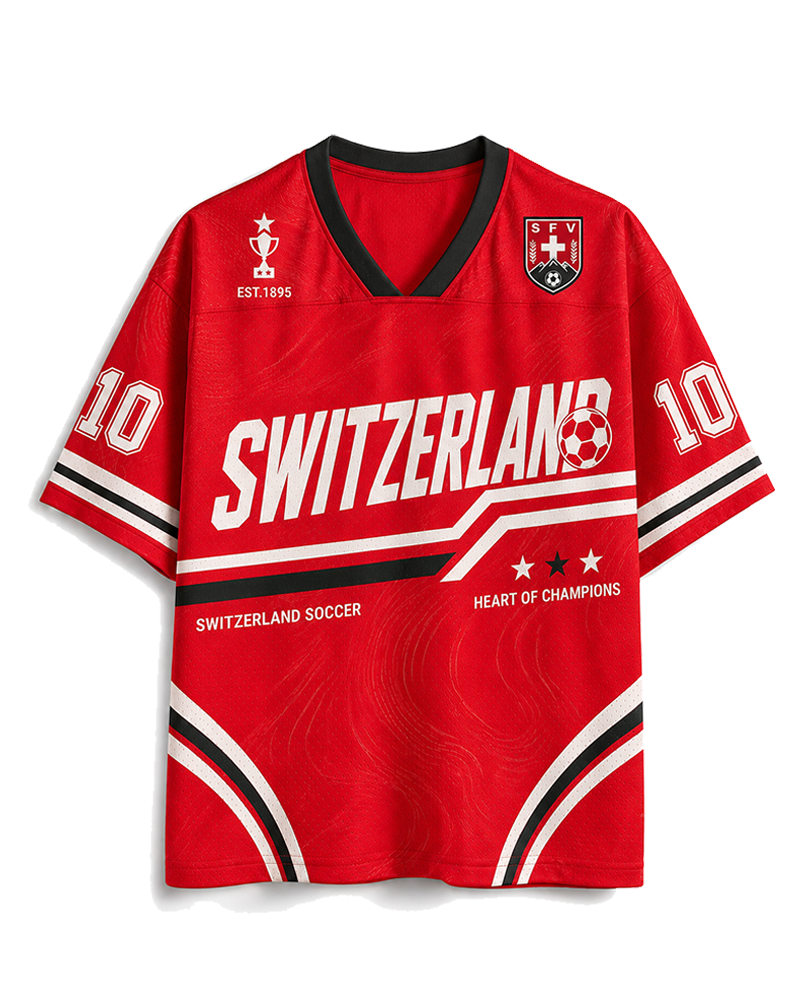 TheRetroTee Custom Switzerland Soccer Mesh Jersey