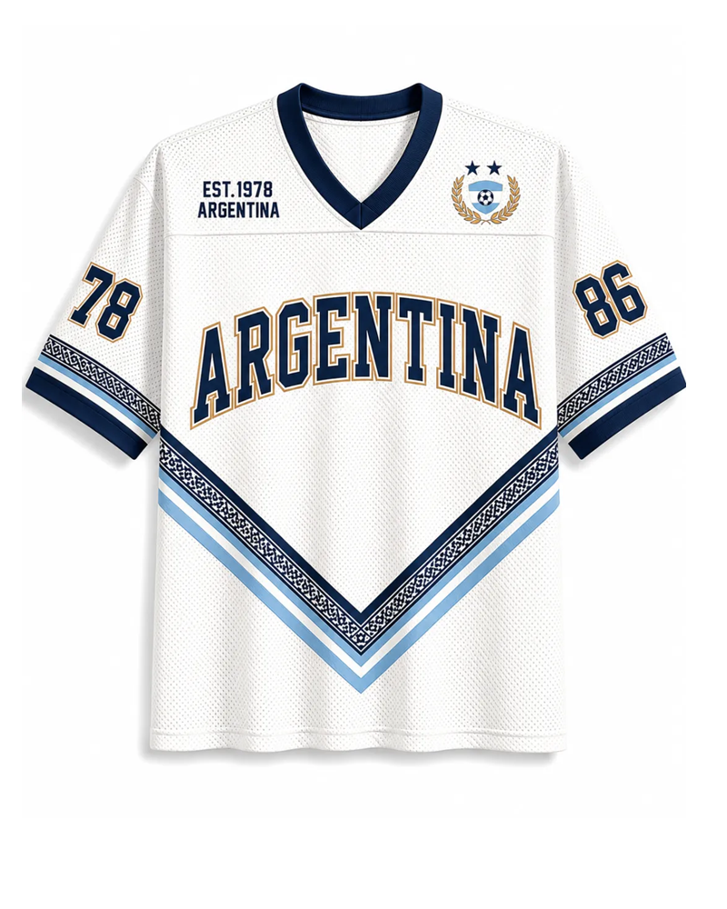 TheRetroTee Vintage Argentina Football Mesh Jersey