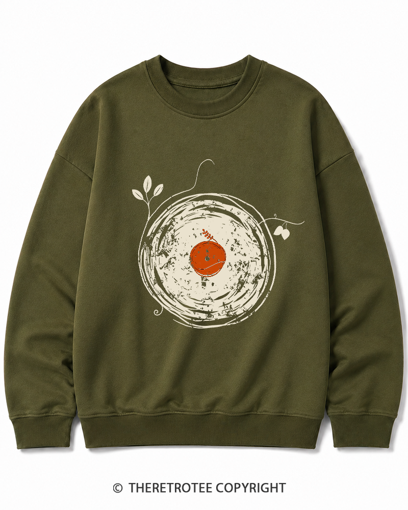 TheRetroTee Enchanting Vinyl Records 1970s Cotton Sweatshirt