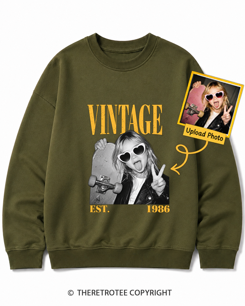 TheRetroTee Personalized My First Skateboard 1986 Sweatshirt