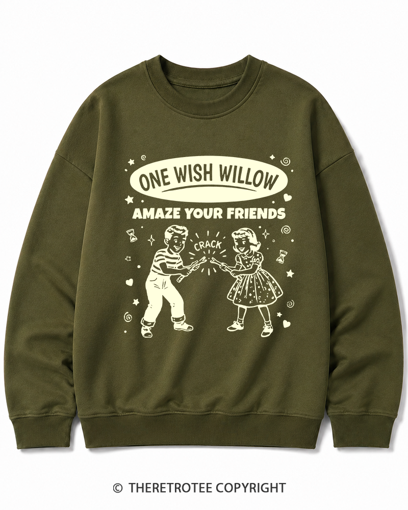 TheRetroTee One Wish Willow Vintage Halloween Cotton Sweatshirt