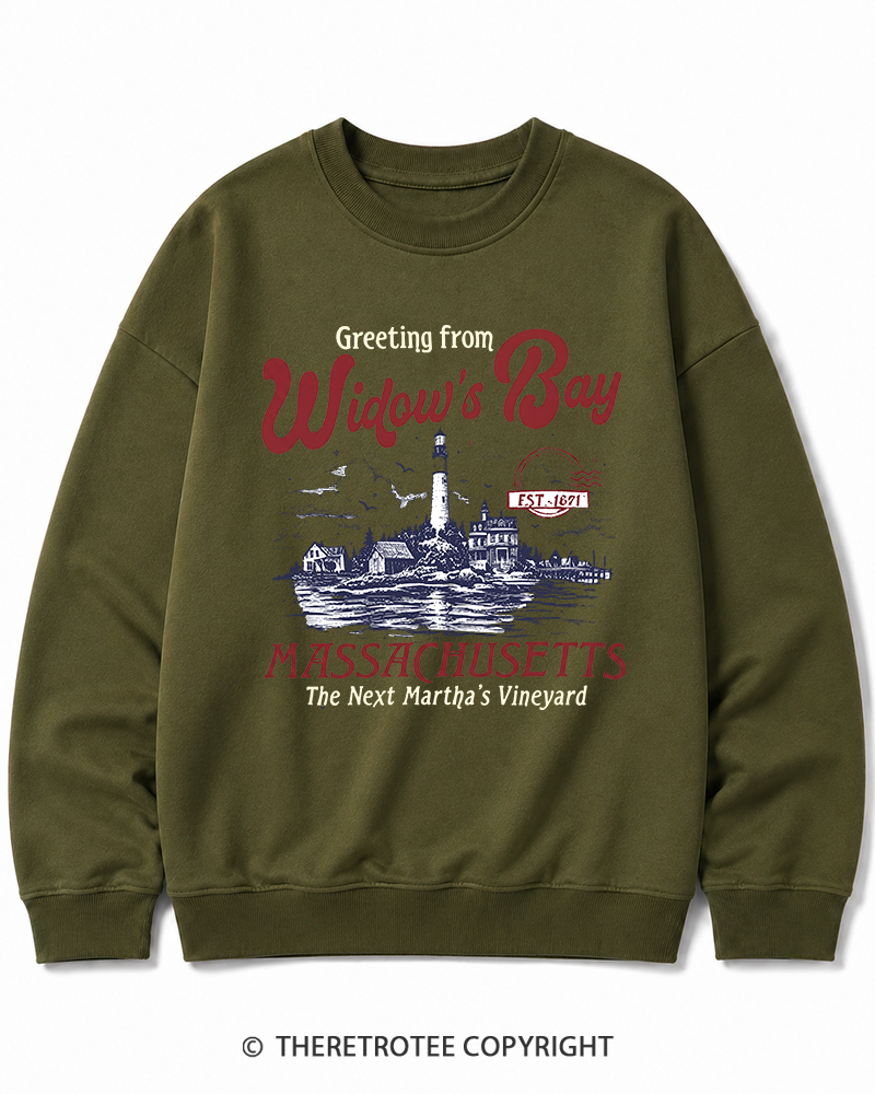 TheRetroTee Getting On Widow’s Bay 1980s Halloween Cotton Sweatshirt