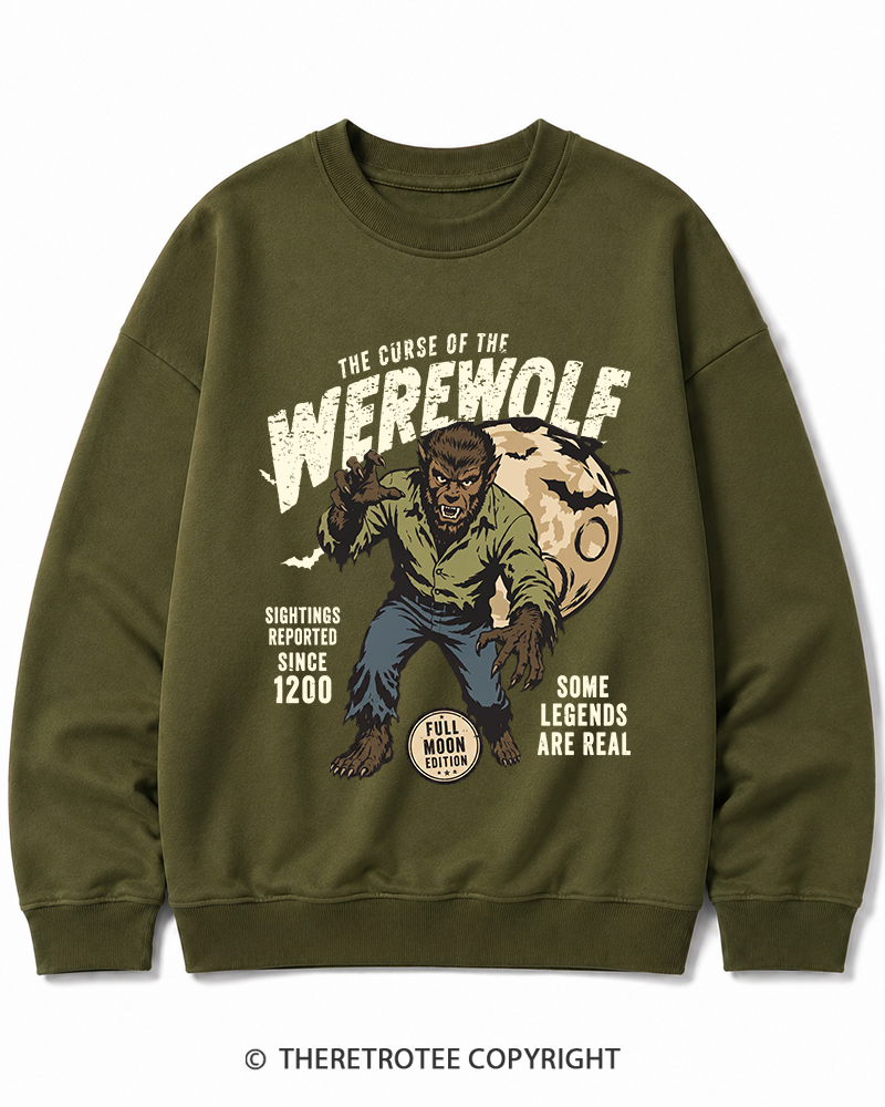 TheRetroTee Werewolf Cult Classic Halloween Horror Movie 1990s Halloween Cotton Sweatshirt