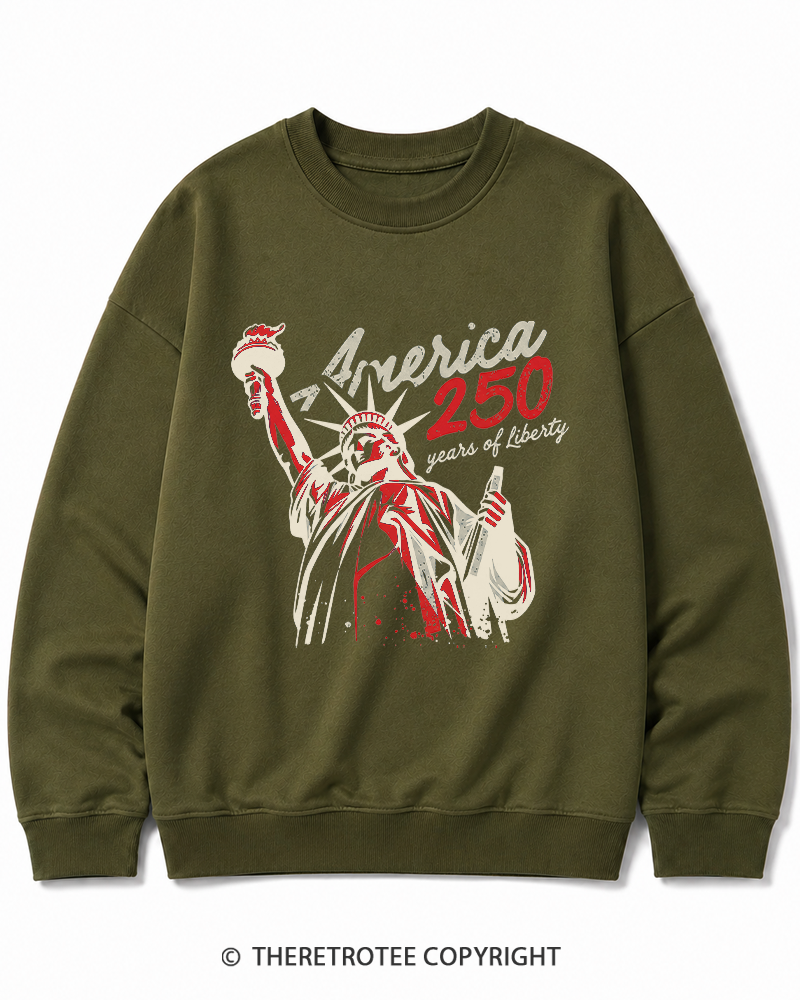 TheRetroTee 250 Years Of Liberty Retro 1776 Cotton Sweatshirt