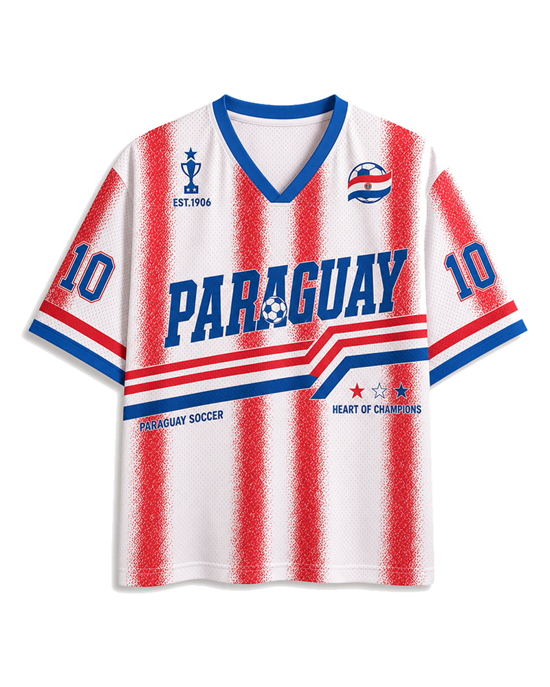 TheRetroTee Paraguay Retro Soccer  Mesh Jersey